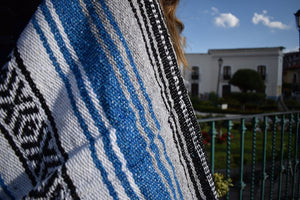 The Most Comfortable Mexican Falsa Blanket in Blue - MadeInMexi.co