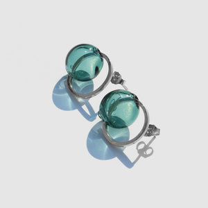 Mexican Earrings - .925 Silver with Hand Blown Blue Glass - MadeInMexi.co