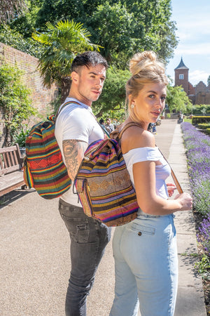 Pinzon Escolar Brown & Purple Canvas Backpack | MADEINMEXI.CO