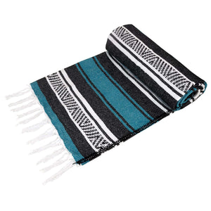 Cotton Falsa Blanket with Fringes Teal - MADEINMEXI.CO