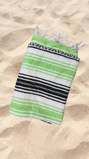 The Most Comfortable Mexican Falsa Blanket in Green - MadeInMexi.co