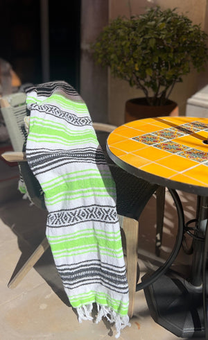 The Most Comfortable Mexican Falsa Blanket in Green - MadeInMexi.co